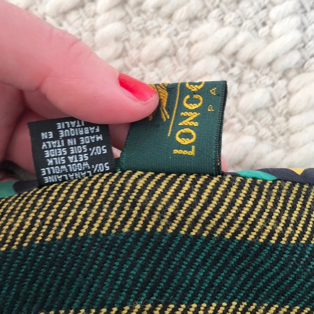 Longchamp Wool and Silk Green Scarf Made in Italy - Picture 3 of 6